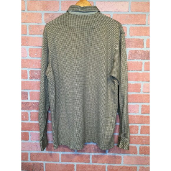 LL Bean Mens Houndstooth Long Sleeve Polo Shirt Size L Grandpa Preppy Old Money - Picture 4 of 8
